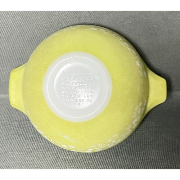 Vntg Pyrex #441 Spring Blossom Crazy Daisy Cinderella Mixing Bowl Yellow/Green - Picture 6 of 7